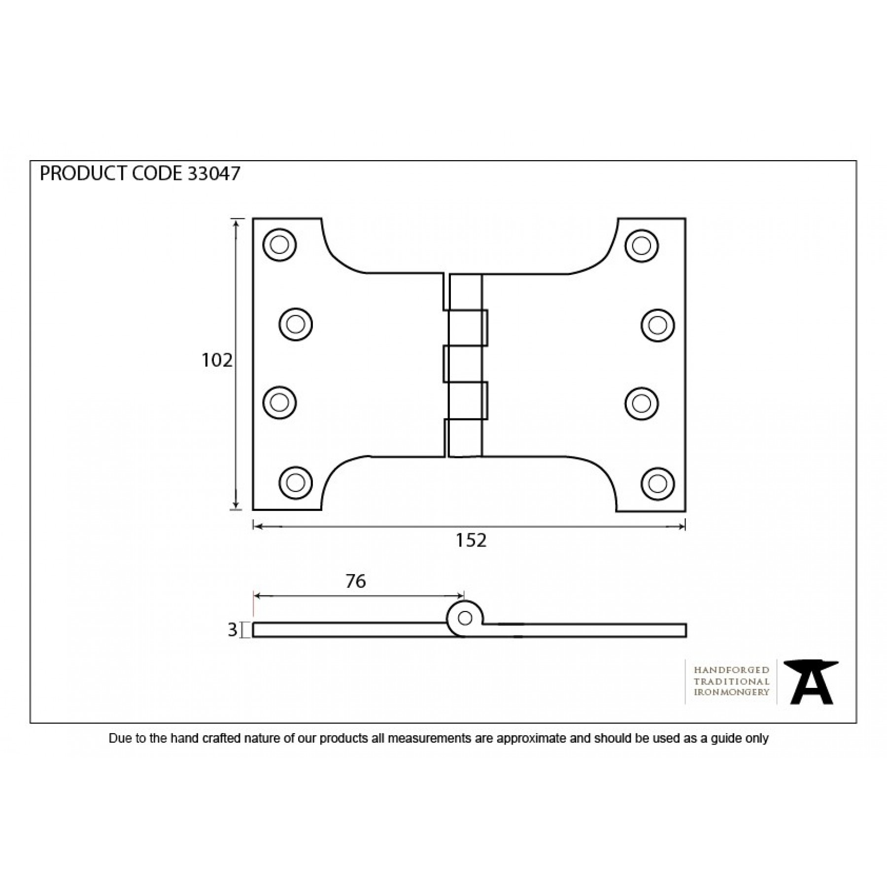 Parliament Hinge 102mm x 102mm Black Locks Doors and Windows